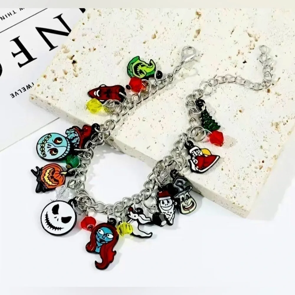 Halloween Bracelet Charm Goth Punk Skater Scary Spooky Party Pumpkin - Picture 2 of 8